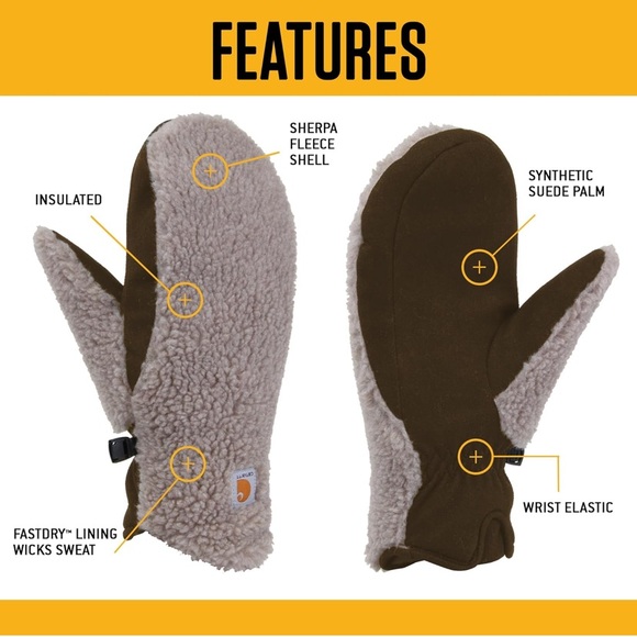 Carhartt Women's WA683 Women's Sherpa Mitt Medium Desert New - Picture 3 of 3